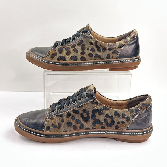 L'Artiste Libbi Leopard Womens 10 EU 41 Print Leather Calf Hair Cap Toe Sneakers - Picture 3 of 11